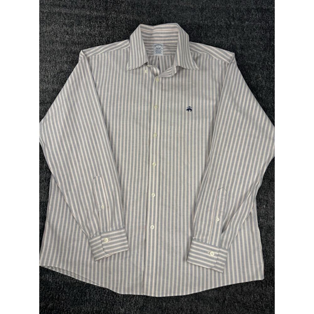 Mens Brooks Brothers Regular Fit Striped Longsleeve Button Up Shirt Logo Large